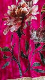 Glass fabric magenta unstitched suit - Image 3